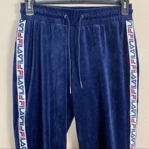 FILA Dark blue velour joggers.
